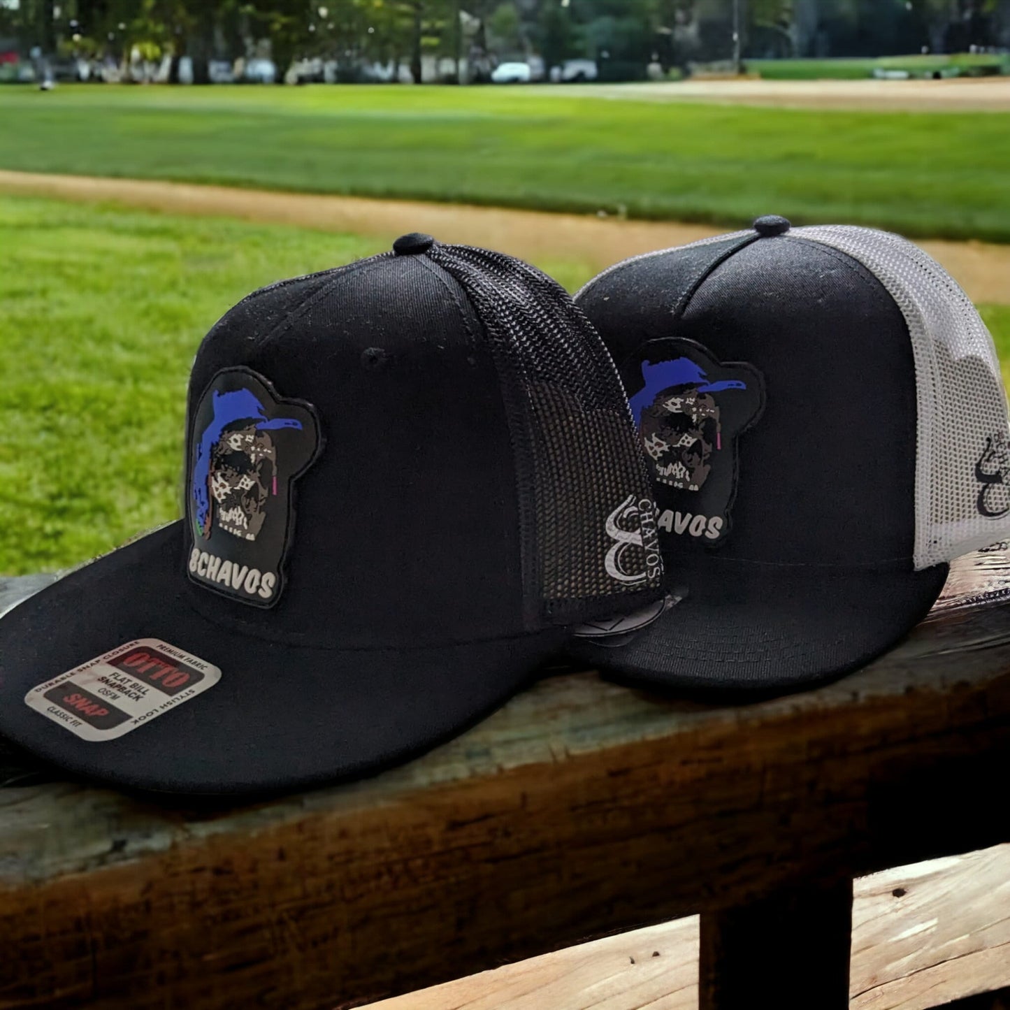 8C skull Trucker Snapback Hat