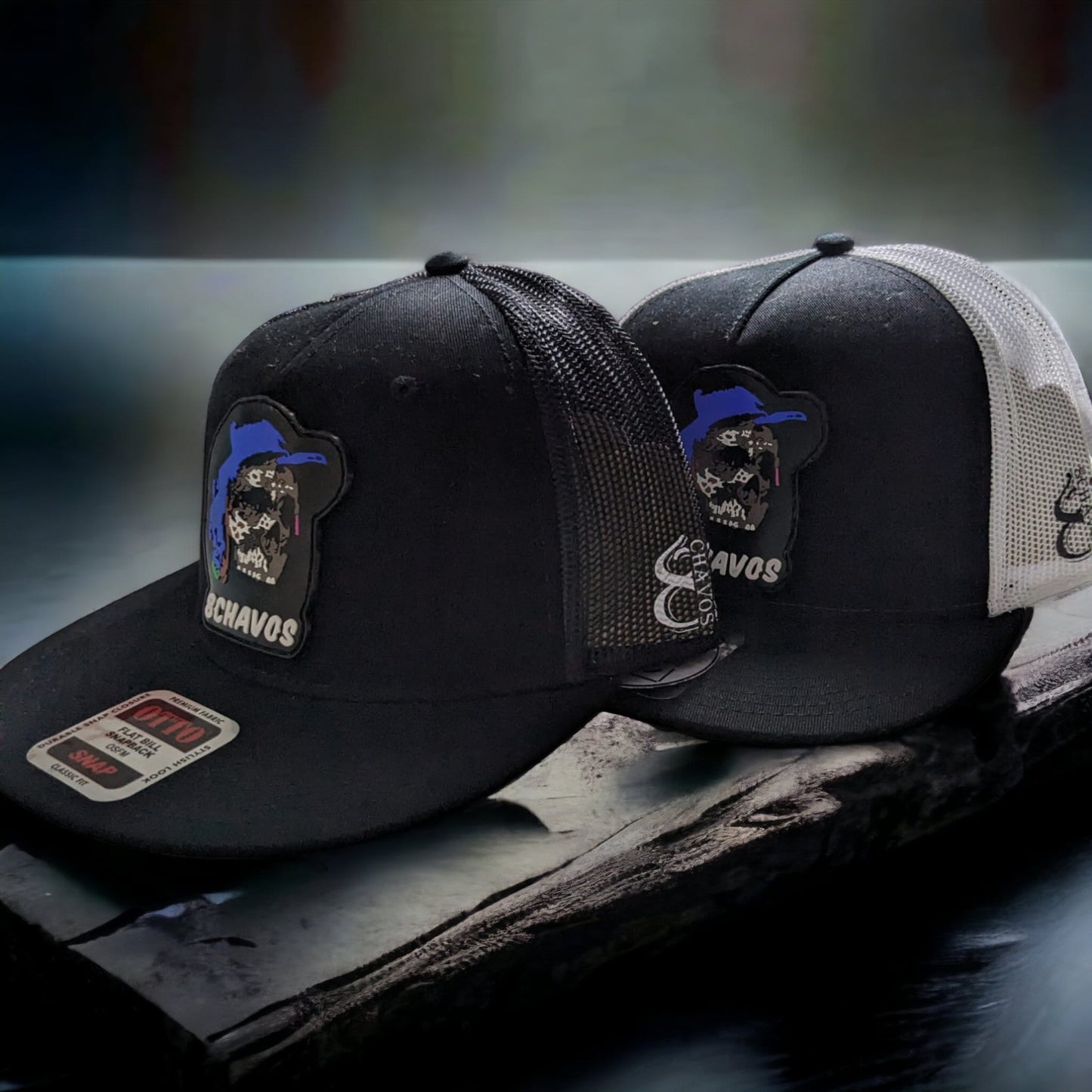 8C skull Trucker Snapback Hat