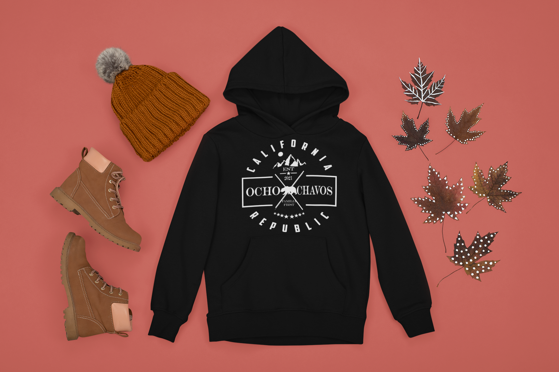 Republic Of California Felpa Con Cappuccio Uomo 'Piste Again', Unisex, Colore Borgogna, Taglia S, 50% Cotone 50% Poliestere